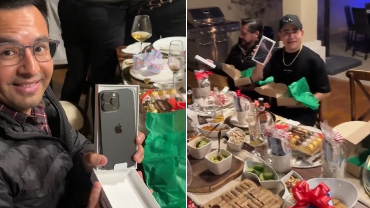VIDEO ¡Jefa de lujo! Regala a cada trabajador un iPhone 16 Pro Max en posada y se viraliza