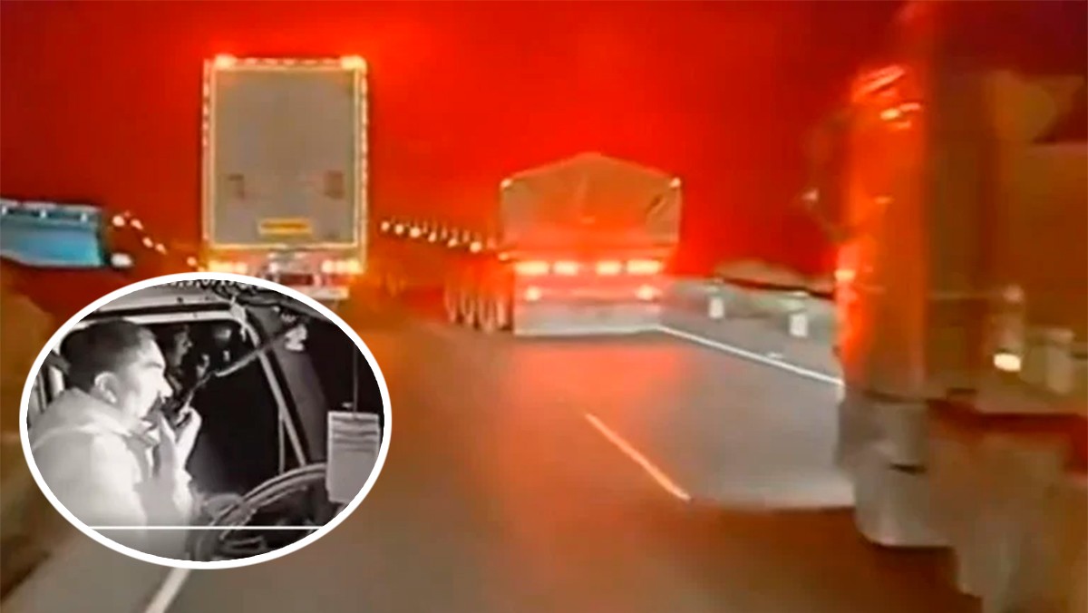 ¡Angustiante! VIDEO Trailero se queda sin frenos y así logró salvar varias vidas