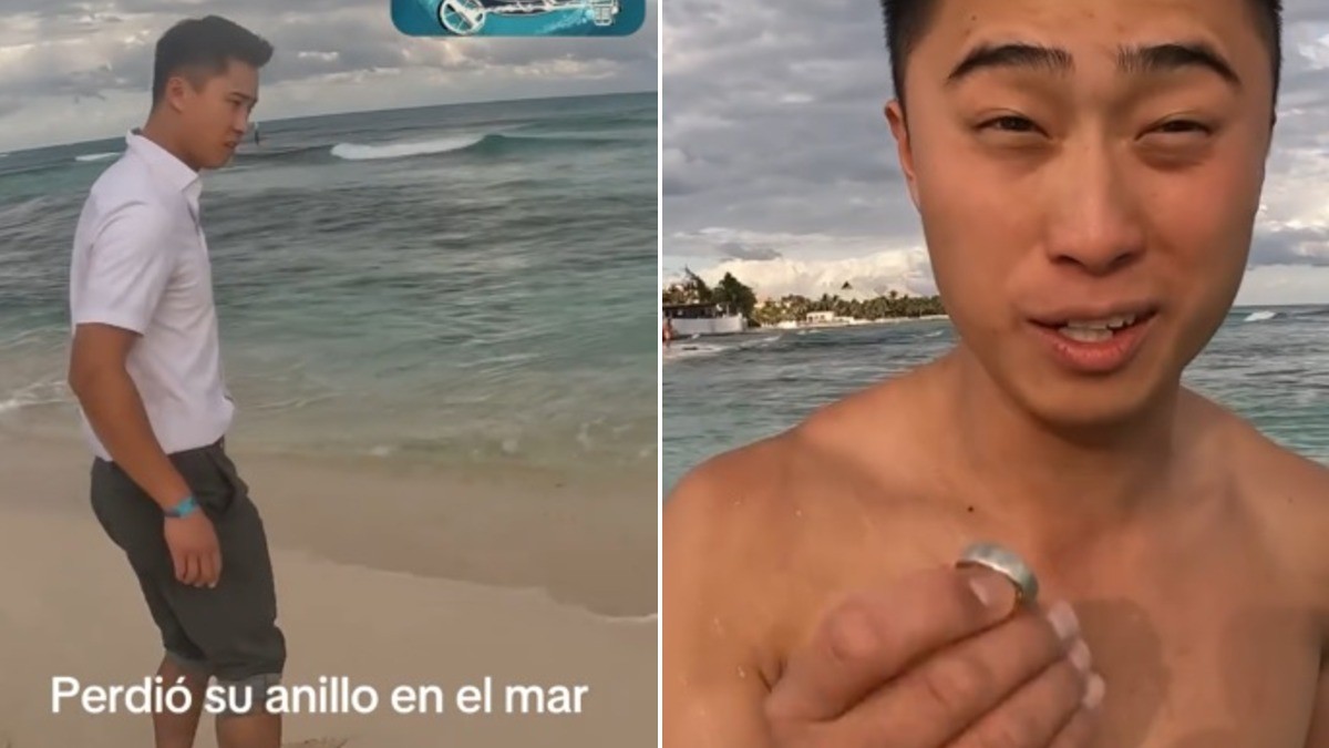 VIDEO Extranjero pierde anillo de bodas en el mar y mexicano lo recupera de esta manera