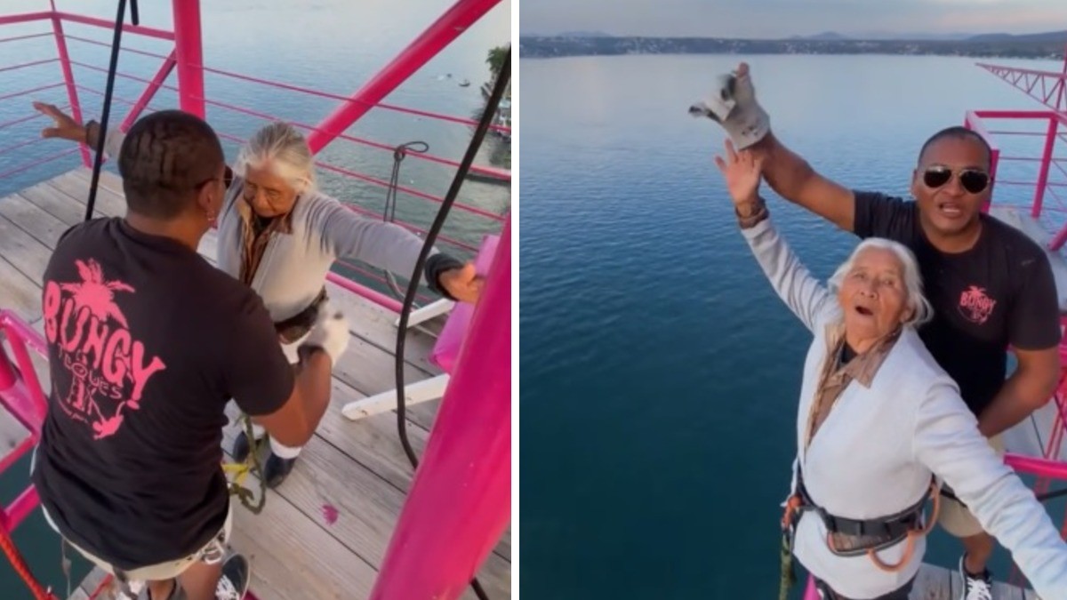 “Vida solo hay una“ A sus 80 años, doña Francisca salta en bungee y se hace viral