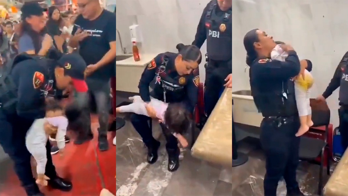 VIDEO Captan a policía salvando a una bebé que se asfixiaba; su acción conmueve en redes