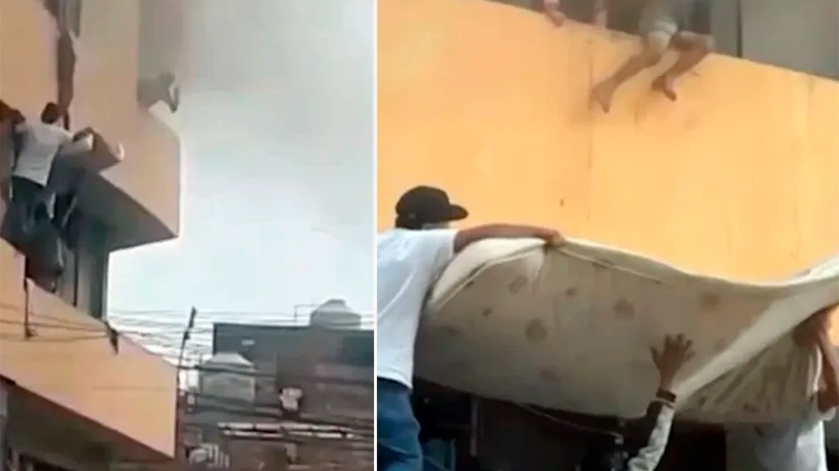 VIDEO Niños saltan desde un cuarto piso para escapar de un incendio en su departamento