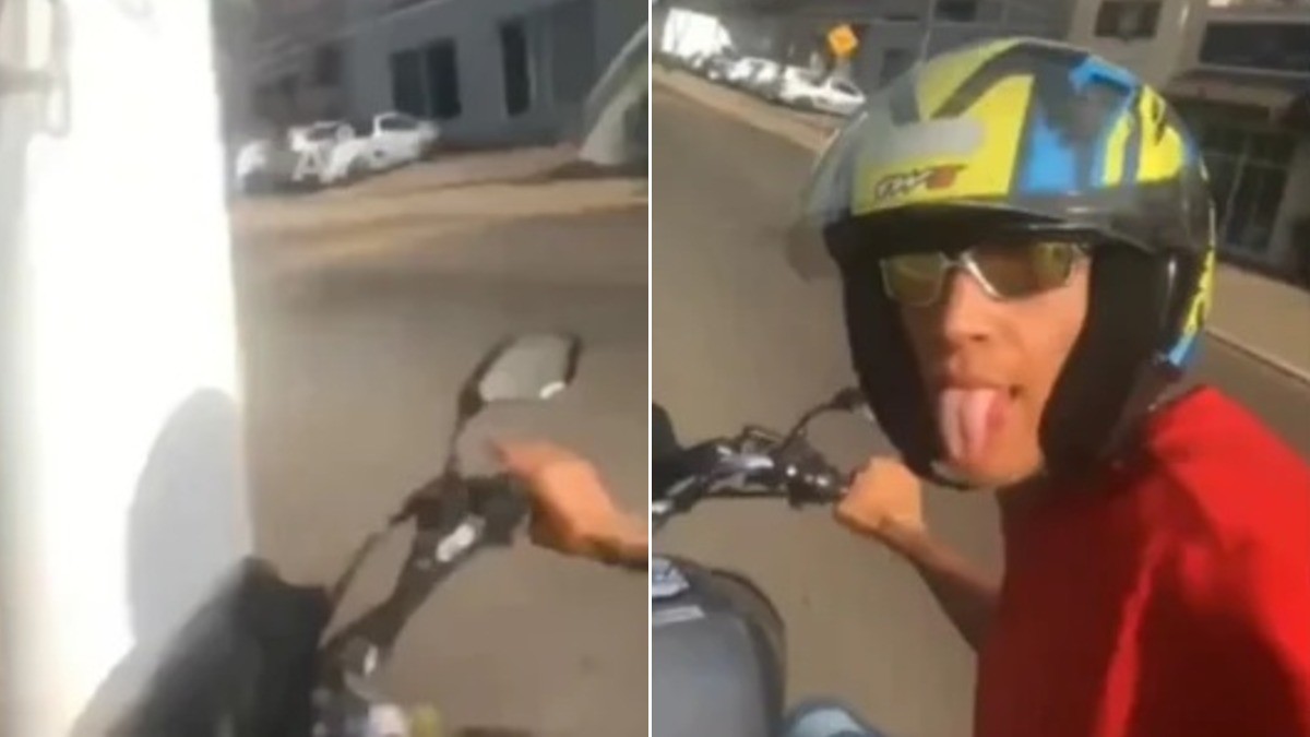 VIDEO Captan a joven cuando intentaba sacarse una selfie en su moto, pero choca y muere