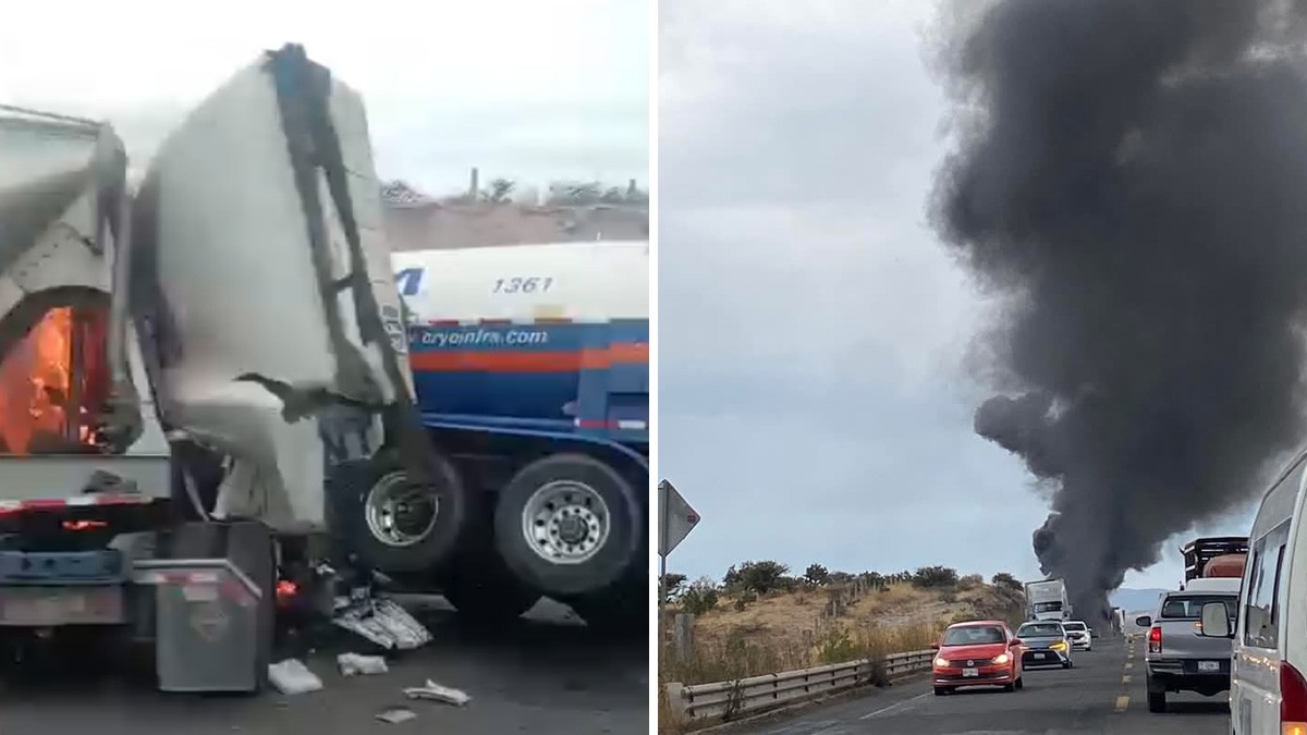 VIDEO Tráileres chocan de frente en aparatoso accidente en la carretera Silao-San Felipe