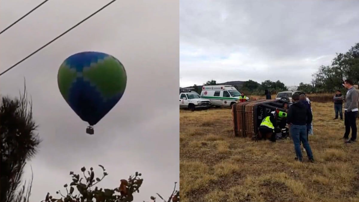 VIDEO Captan caída de globo aerostático; dos turistas extranjeros resultan lesionados