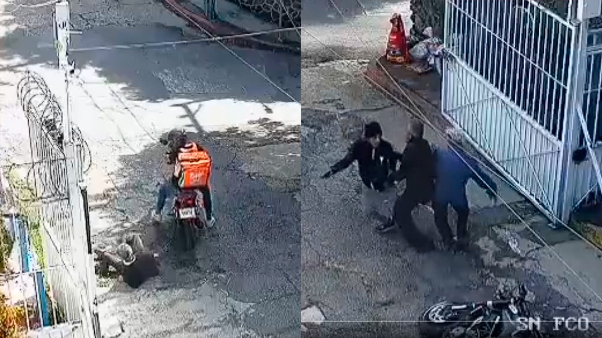 VIDEO Escapaban tras robar una moto, pero vecinos los taclearon y frustraron el asalto