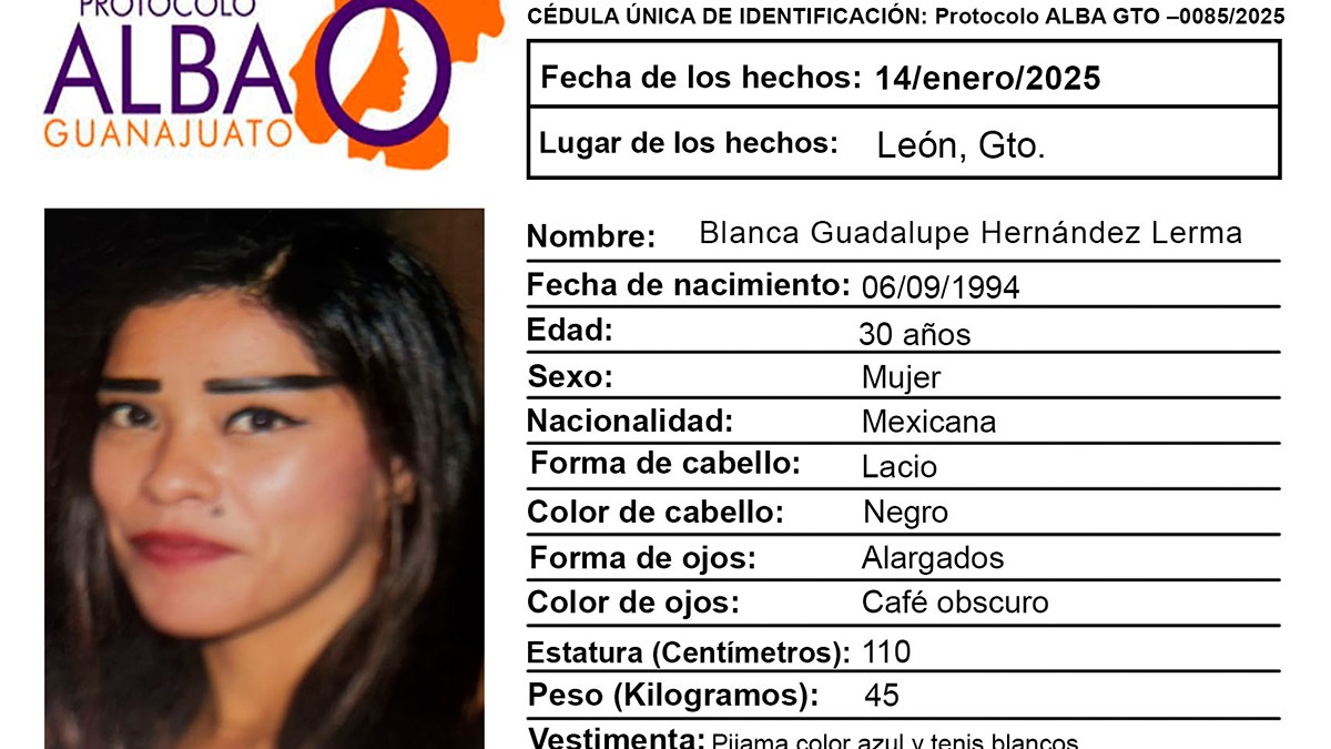 Activan Protocolo Alba para localizar a Blanca Guadalupe, ayuda a encontrarla