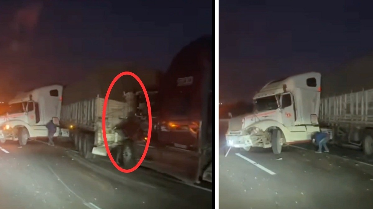 ¡Encontronazo! Choque entre dos tráileres desquicia tramo carretero