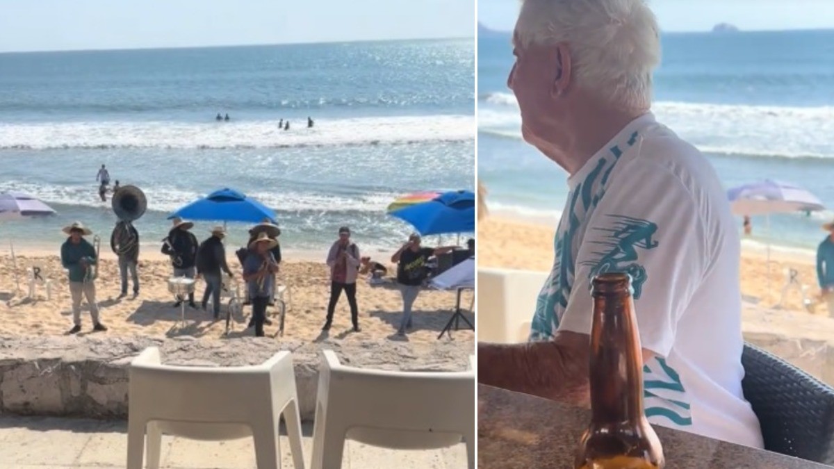 VIDEO Así reaccionó norteamericano al escuchar a una banda sinaloense en la playa