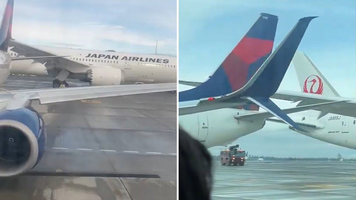 VIDEO Avión que viajaría a Puerto Vallarta choca con otro en medio del aeropuerto