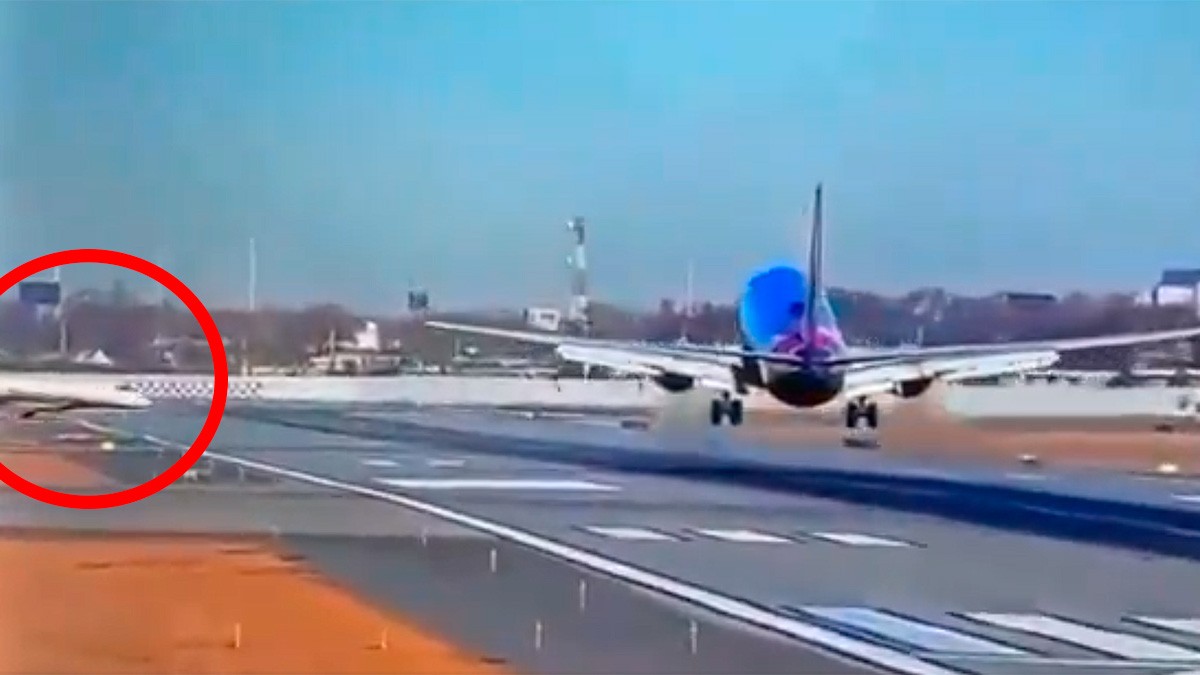 VIDEO Captan la maniobra de un avión en aterrizaje para evitar chocar con un jet privado