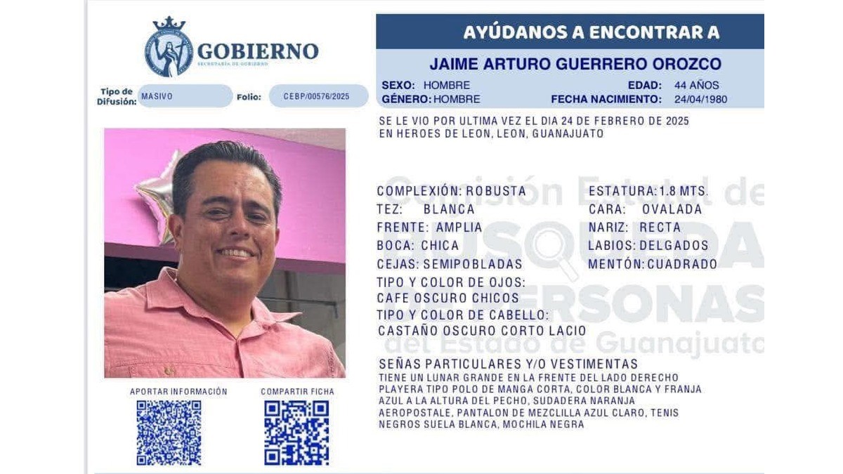 Tras cinco días desaparecido, localizan con vida a Jaime Arturo Guerrero