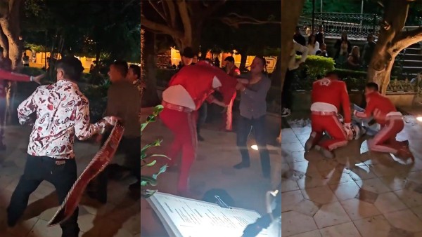 VIDEO Captan pelea entre mariachis y grupo norteño en el Jardín Unión de Guanajuato