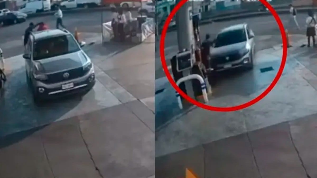 VIDEO Hombre discute con despachador de gasolinera y termina atropellándolo