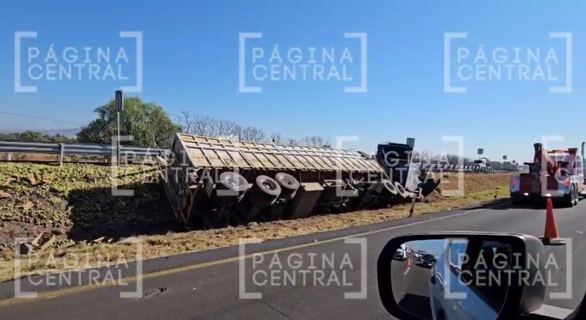 ¡Para el tráfico! Conductor de tráiler pierde el control y sale de carretera
