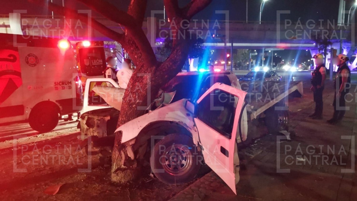¡La libran! Chocan con árbol en Morelos y casi parten la camioneta a la mitad