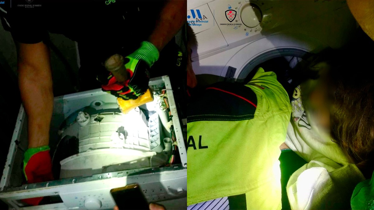 VIDEO Niña de 8 años se queda atorada en una lavadora; bomberos intervienen para liberarla