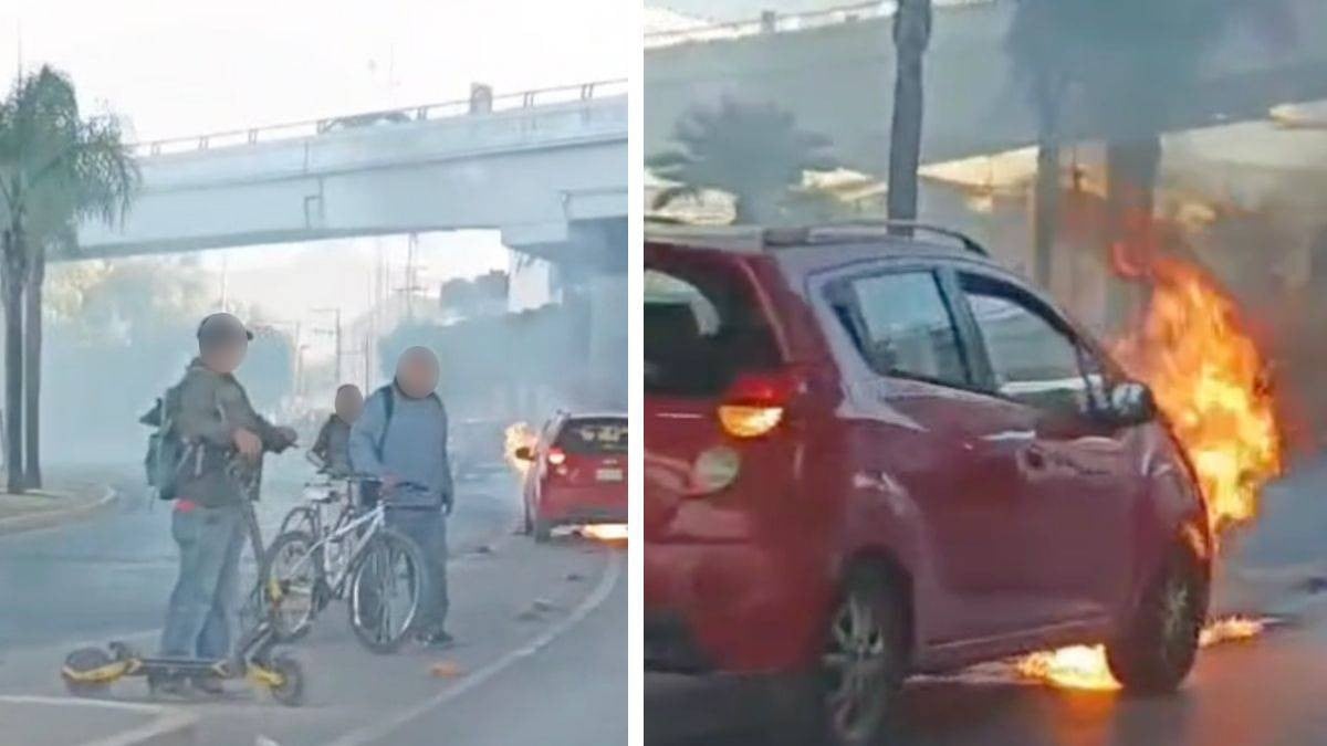 ¡Tremendo susto! Manejaba por bulevar Morelos y su auto se incendia, para el tráfico