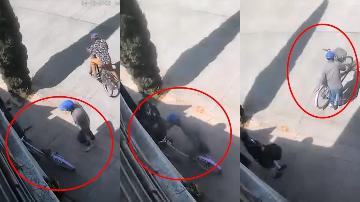 VIDEO Captan a un sujeto arrebatando la bicicleta a una niña en la puerta de su casa