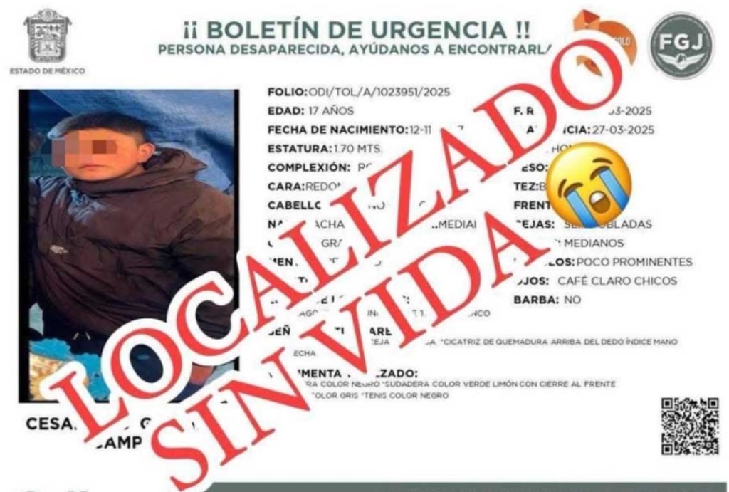 'Era un niño', César ya no volvió a casa: su cuerpo ya fue localizado