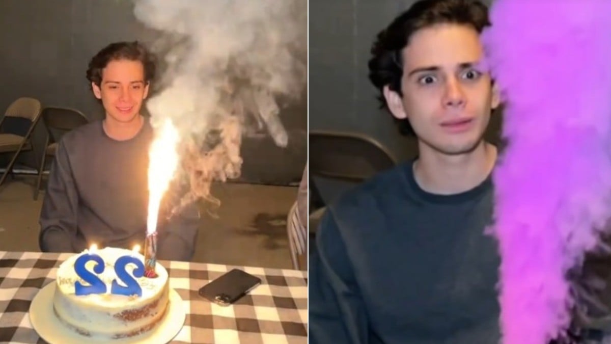 VIDEO Festeja cumpleaños a su novio y le hace creer que está embarazada, así reaccionó