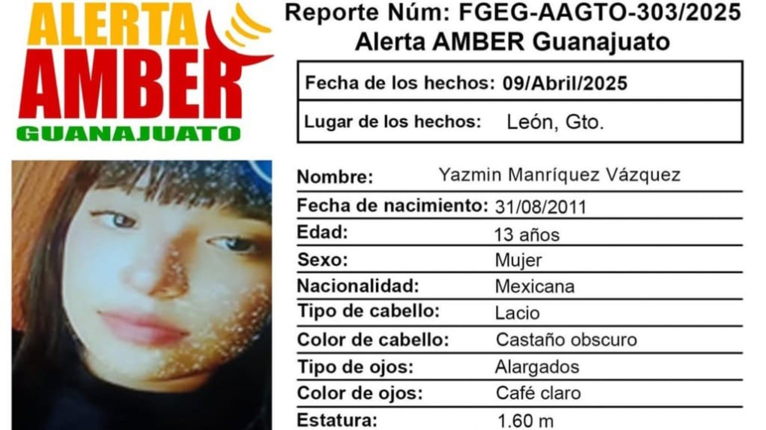 Yazmin salió a la tienda y ya no regresó: Piden ayuda para localizar a menor de 13 años