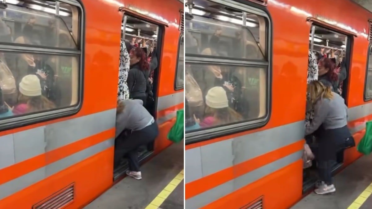 VIDEO ¡Entra porque entra! Mujer sube al Metro en hora pico con este truco y se viraliza
