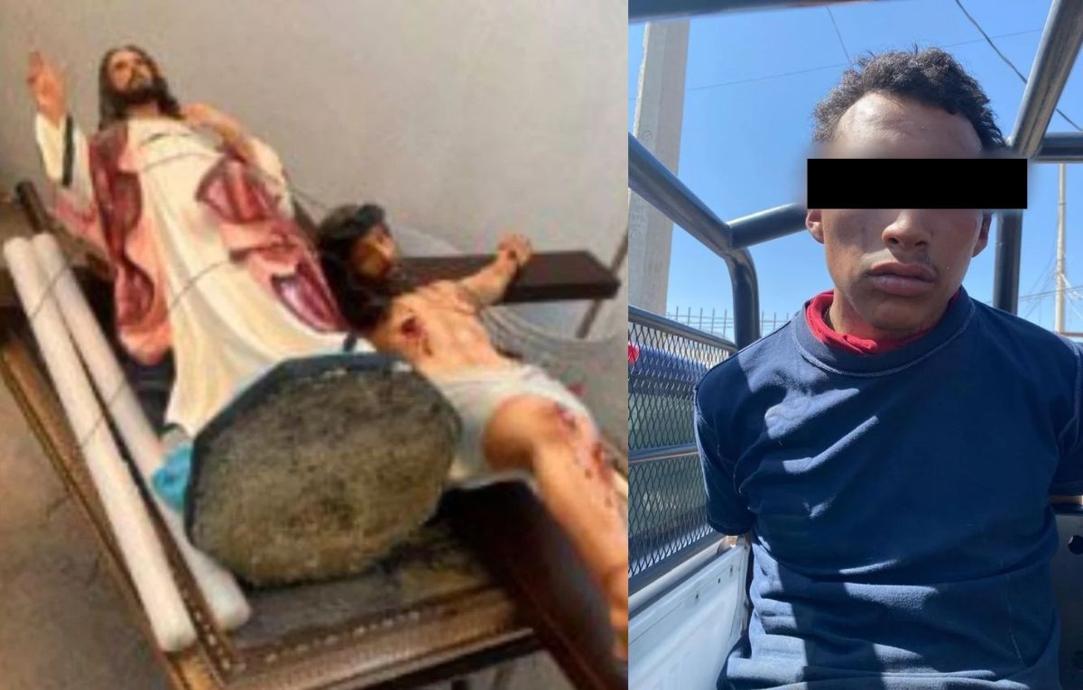 ¡En plena Semana Santa! Joven intenta robar en carretilla imágenes religiosas de un templo