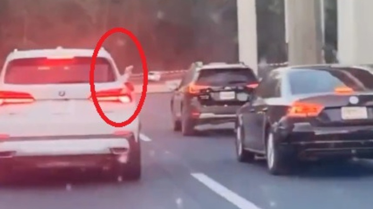 VIDEO Dispara al aire desde camioneta de lujo ¡para que lo dejaran pasar!