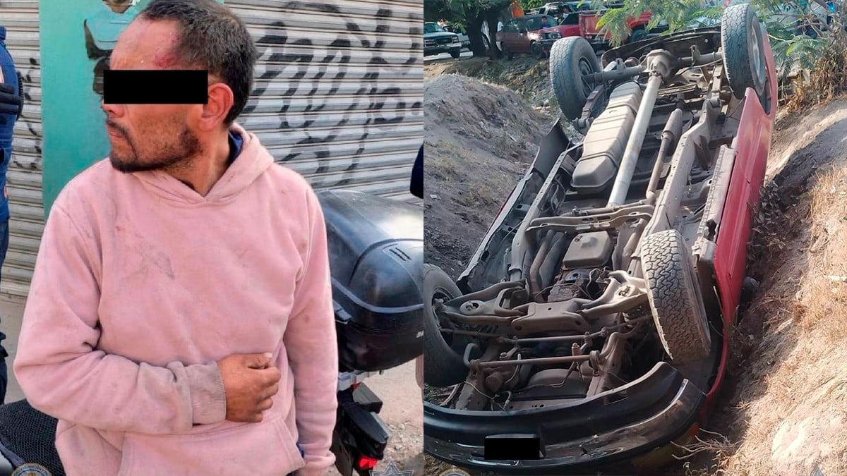 Tras robar una camioneta, volcó mientras huía de la policía; fue detenido