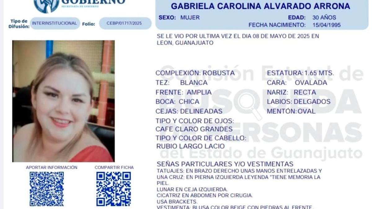 Familiares piden ayuda para localizar a Gabriela Carolina; desapareció en León el 8 de mayo