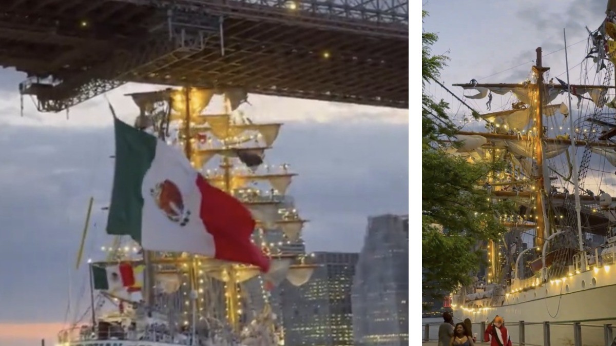 Choca Buque 'Cuauhtémoc' con puente en NY; hay 22 heridos 