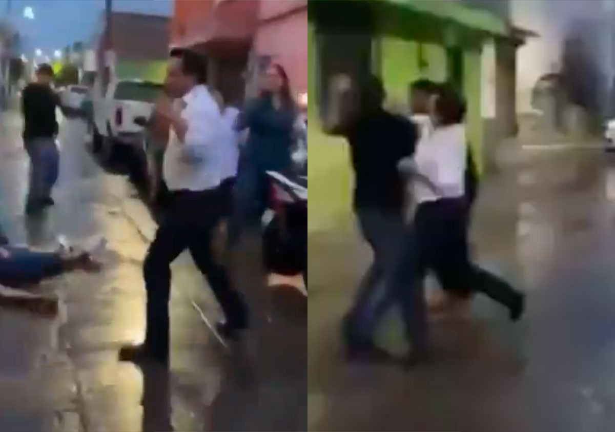 VIDEO Graban a funcionario público en pelea callejera y lo separan de su puesto