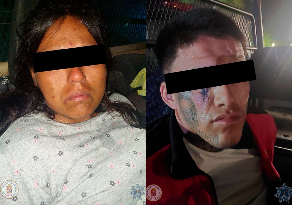 Policía detiene a pareja en plena pelea callejera, les descubren drogas y un arma