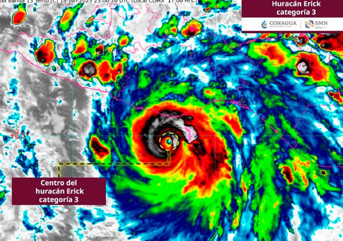 Huracán Erick impactará como categoría 3 entre Oaxaca y Guerrero este jueves
