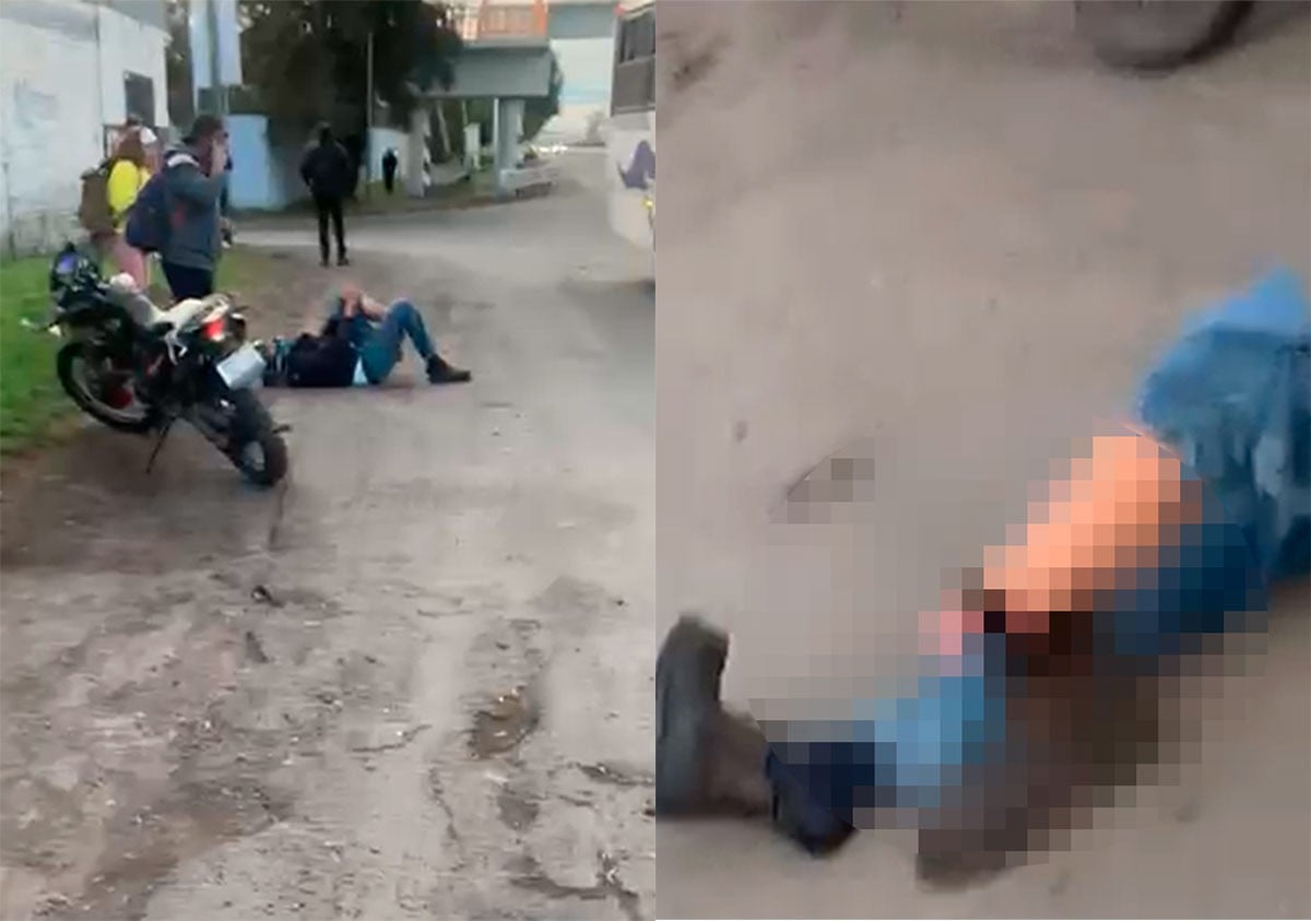 VIDEO Joven motociclista es embestido por un vehículo en la carretera y pierde el pie