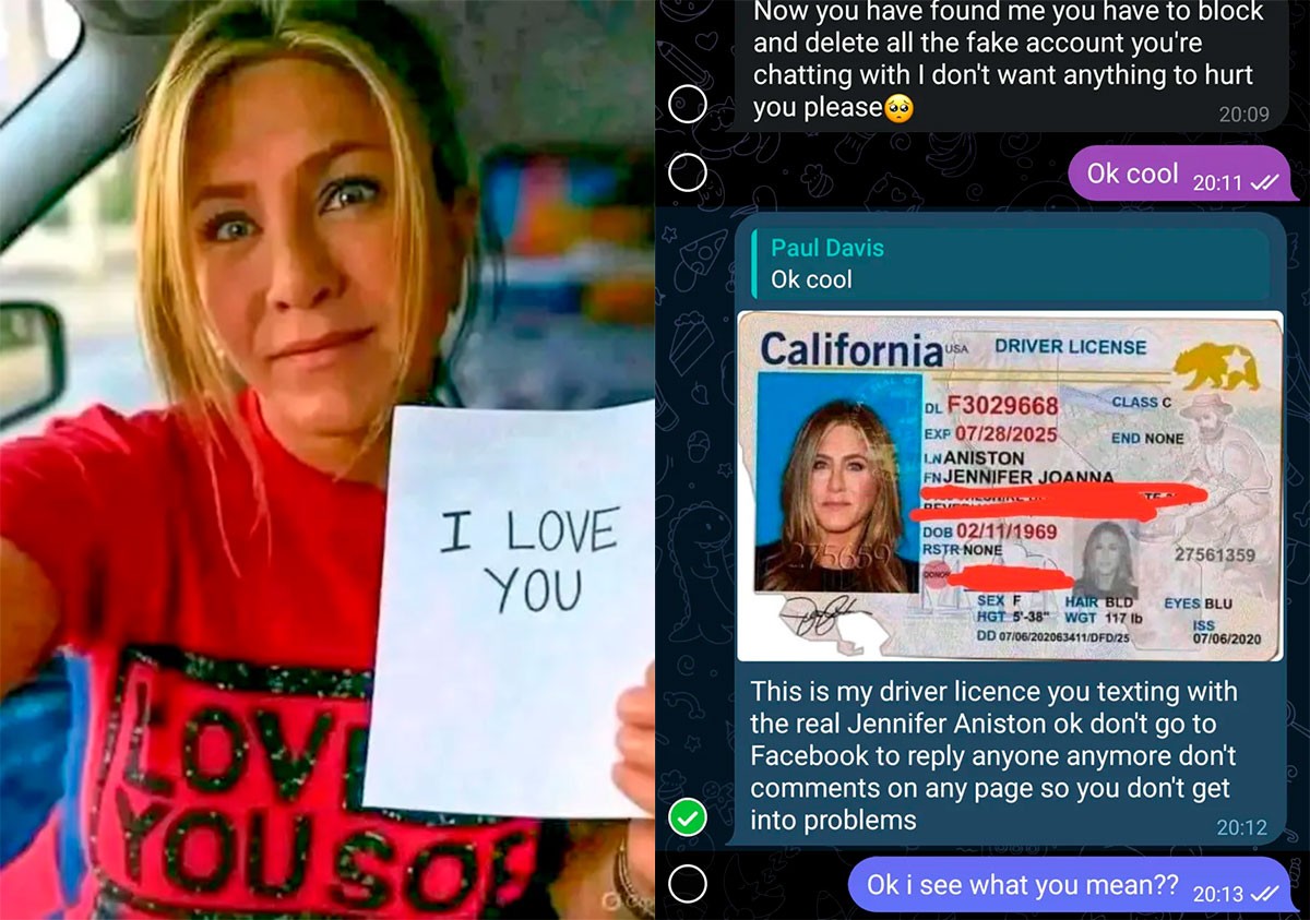 Creyó tener una relación con Jennifer Aniston por internet… y terminó estafado