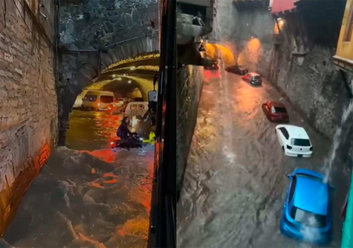 VIDEOS Subterránea de Guanajuato se inunda tras ‘diluvio’; carros terminaron bajo el agua