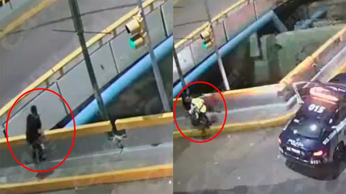 VIDEO Ciudadano y policía salvan a hombre que iba a caer del Malecón del Río