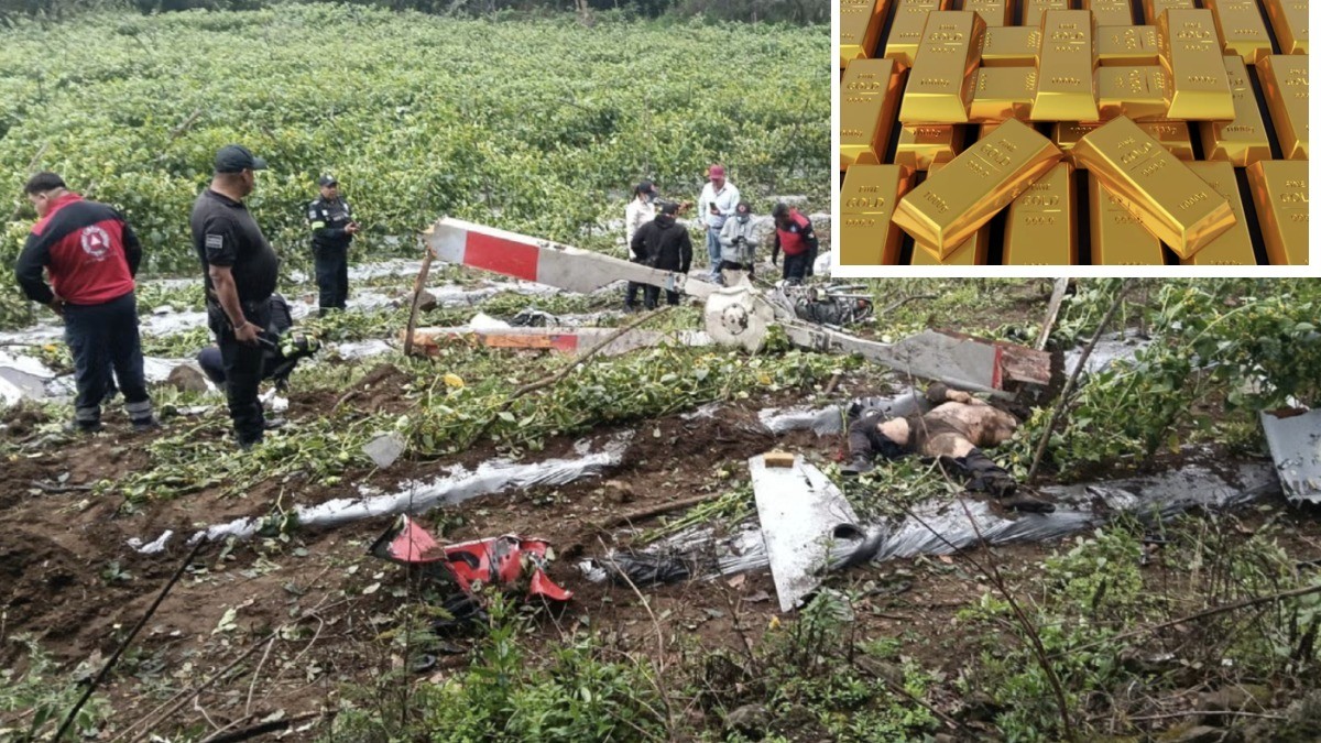 ¡Se desploma helicóptero! Desaparece carga millonaria de lingotes de oro y 3 tripulantes