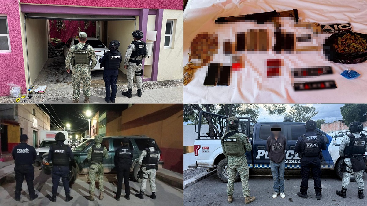 Autoridades detienen a hombre y aseguran armas, drogas y vehículos robados