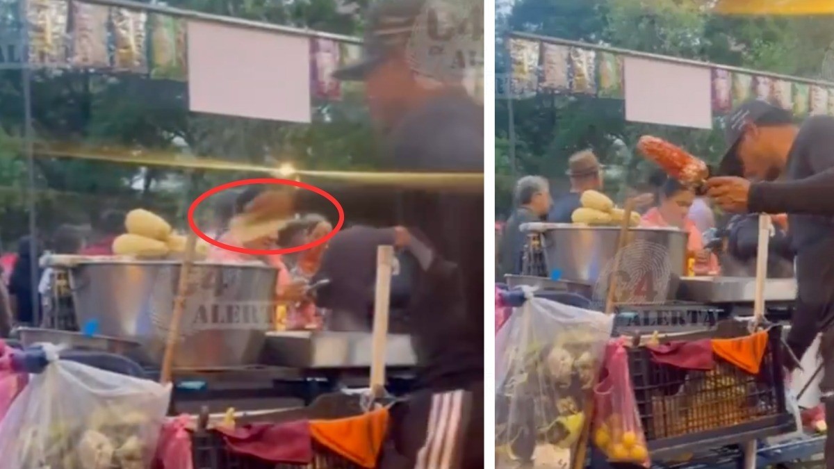 VIDEO Captan a vendedor remojando billetes ¡en la olla de los elotes!