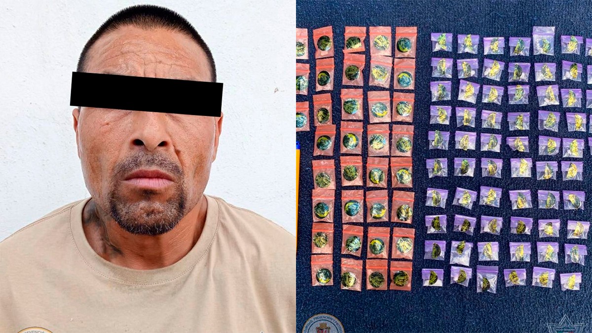 Policía sorprende a hombre drogándose; intentó huir, pero fue detenido con 100 dosis