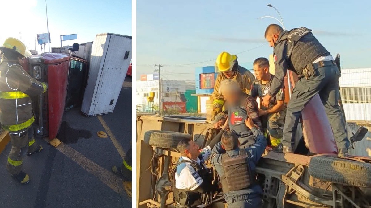 Adulto mayor vuelca en bulevar y resulta herido; accidente origina caos vehicular