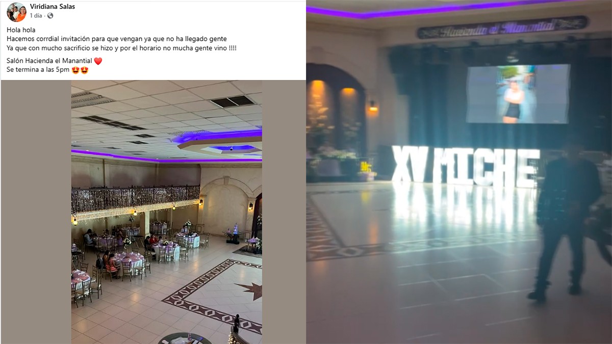 VIDEO Quinceañera se queda sola en su fiesta y su mamá invitó a todos en redes sociales