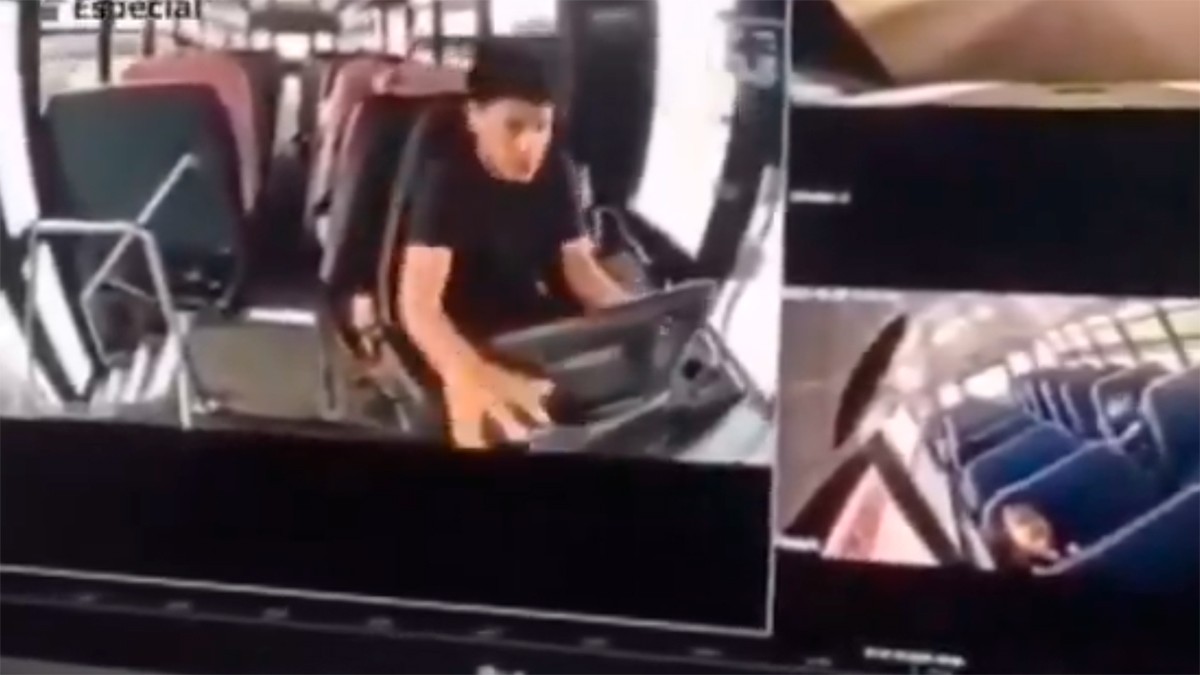 VIDEO Camión de pasajeros se queda sin frenos; el chofer logra evitar una tragedia