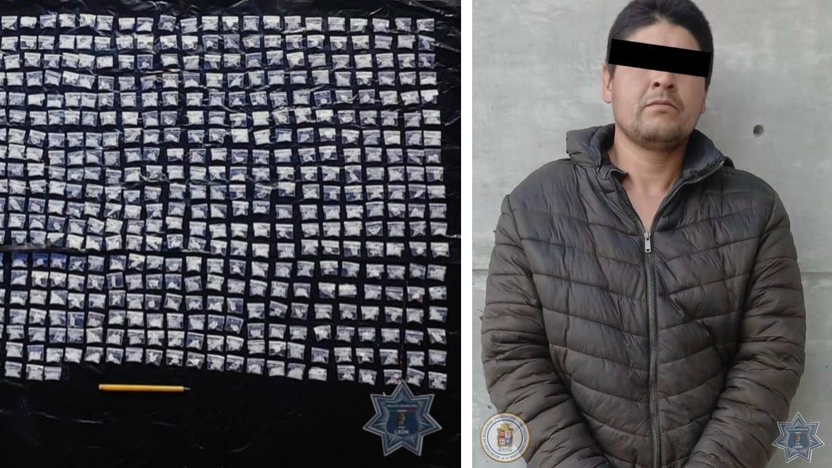 Presunto distribuidor de droga quiso huir al ver a la Policía, pero no lo logró; traía 600 dosis