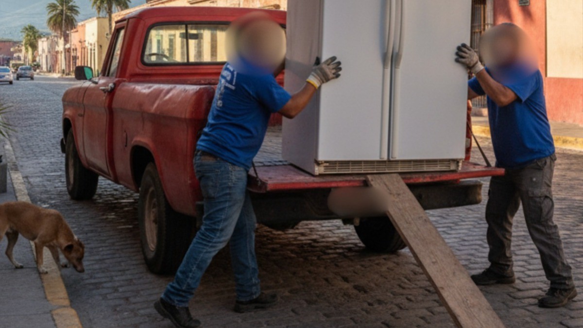 Hombre ayudaba a su hijo a bajar refrigerador de camioneta, pero cayó y murió por el golpe