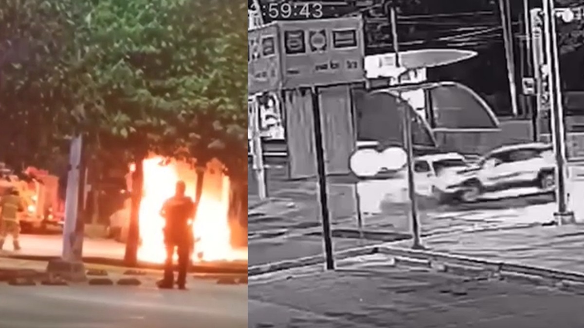 VIDEOS Captan choque entre dos carros; uno de ellos se incendió tras el impacto
