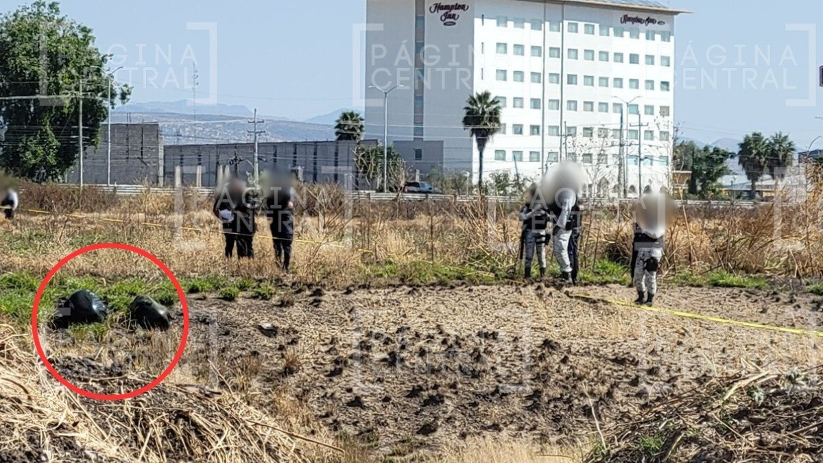 Vecinos iban por un baldío cuando vieron un cuerpo en dos bolsas negras en este lugar